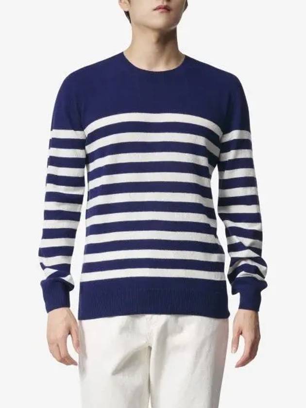 Ishmael Striped Crew Knit Top Dark Navy White - A.P.C. - BALAAN 2