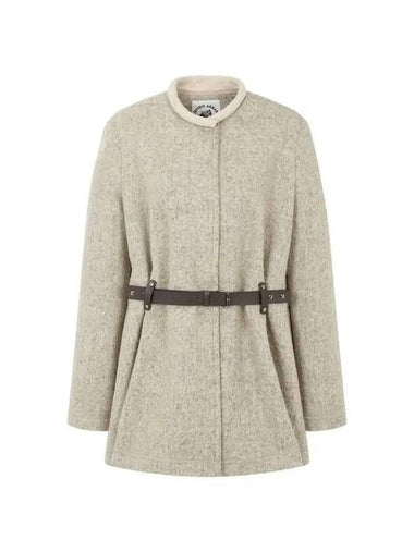 Women s Alpaca Blend Belted Jacket Light Khaki - EMPORIO ARMANI - BALAAN 1