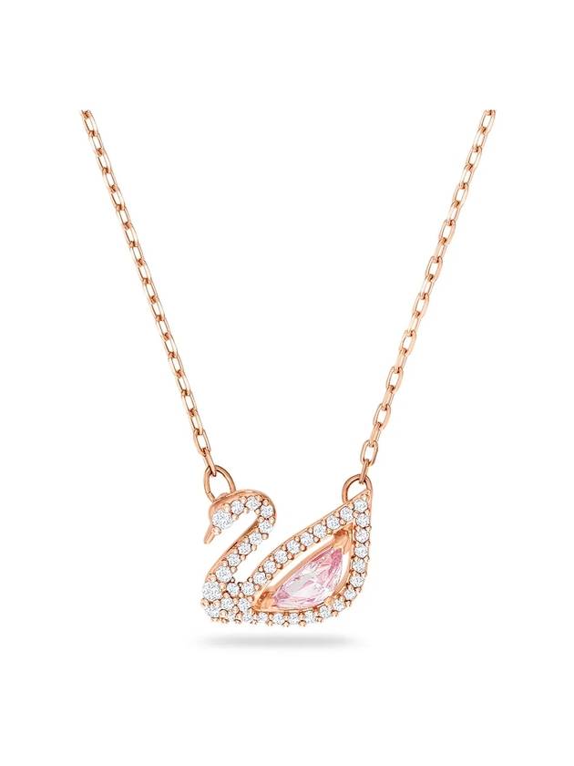 Dazzling Swan Pendant Necklace Pink Rose Gold - SWAROVSKI - BALAAN 1