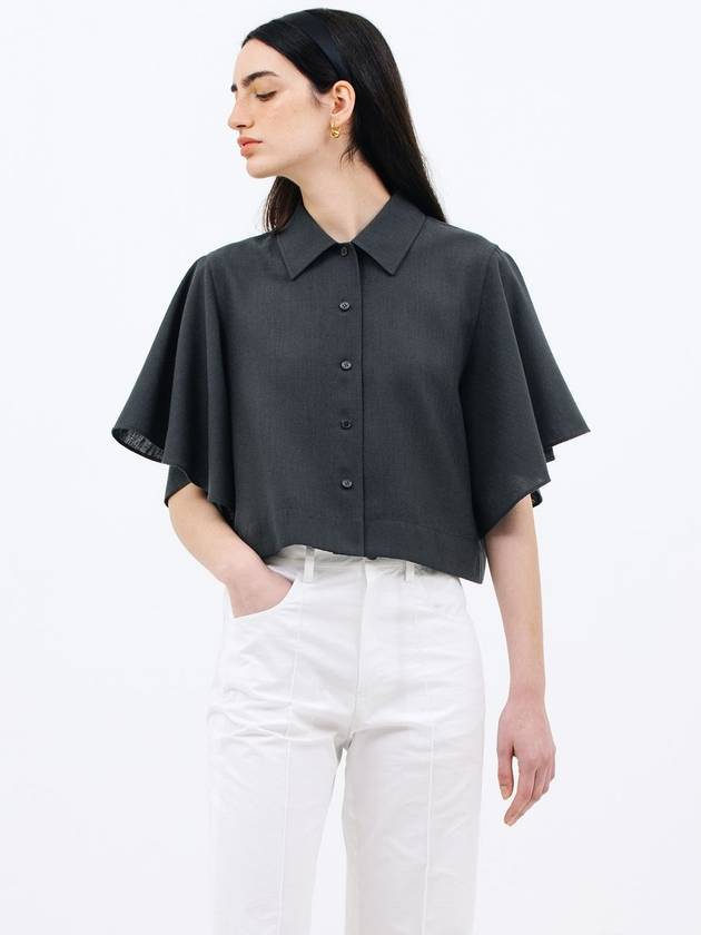 Ruffle Sleeve Shirt Charcoal - JUN BY JUN K - BALAAN 2