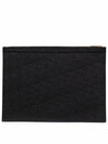 Logo Striped Pebbled Leather Clutch Bag Black - THOM BROWNE - BALAAN 4