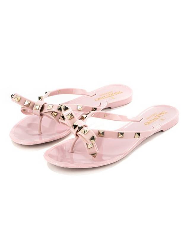 Women's Rockstud Flip Flops Pink - VALENTINO - BALAAN 1