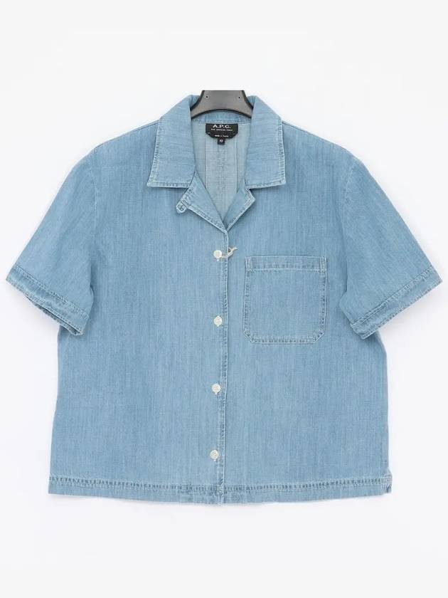 Apese Paeva Short Sleeve Denim Women s Shirt COGXX F12583 IAB - A.P.C. - BALAAN 1