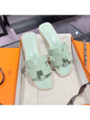 Women's Oran Sandals Calfskin Absong Mint Beige Twotone - HERMES - BALAAN 3