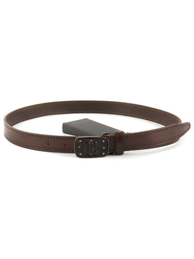 Women's Logo Buckle Leather Belt Brown - DSQUARED2 - BALAAN 5