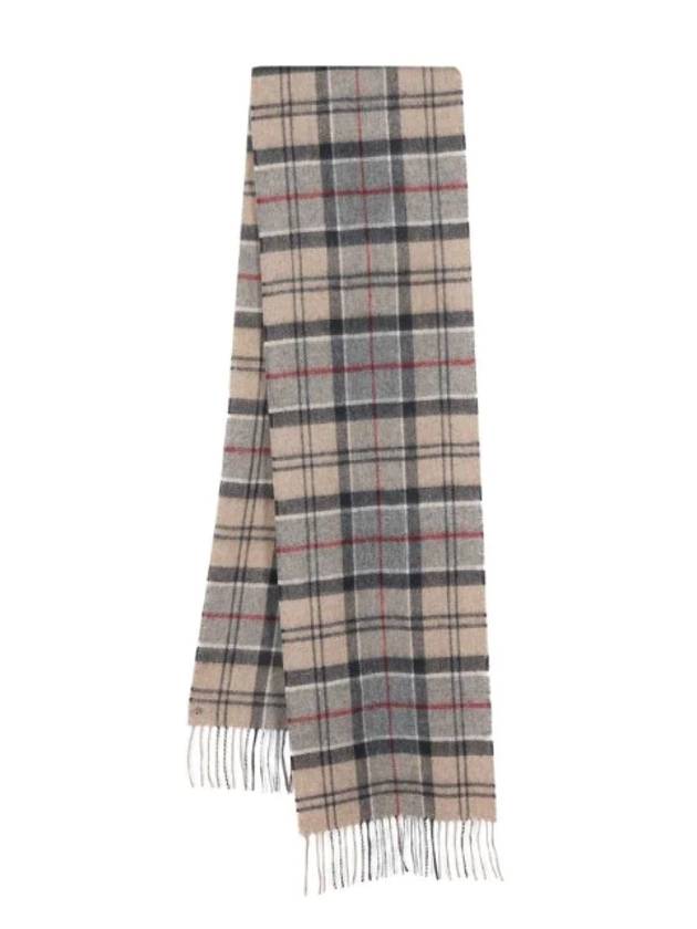 Wool Cashmere Tartan Check Muffler Stone - BARBOUR - BALAAN 1