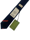 Interlocking G Stripe Silk Tie Navy - GUCCI - BALAAN 5