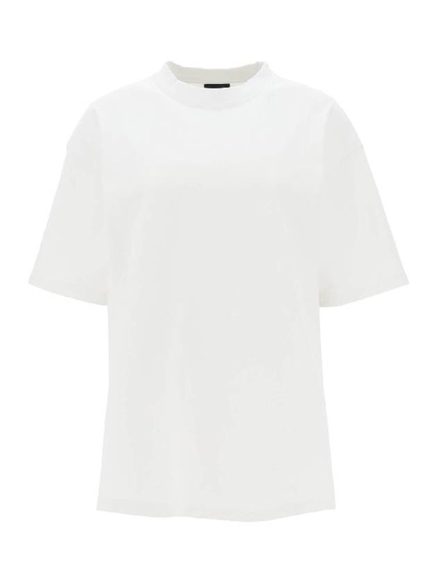 Rhinestone Logo Cotton Short Sleeve T-Shirt White - BALENCIAGA - BALAAN 1