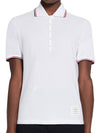 Classic Pique Stripe Short Sleeve Polo Shirt White - THOM BROWNE - BALAAN 2