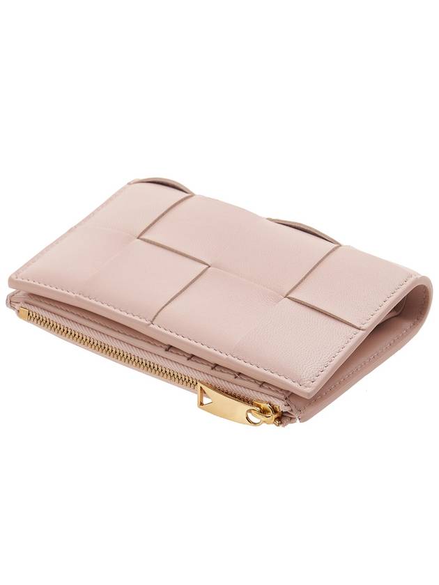 Intrecciato Flap Zipper Medium Bicycle Wallet Pink - BOTTEGA VENETA - BALAAN 5