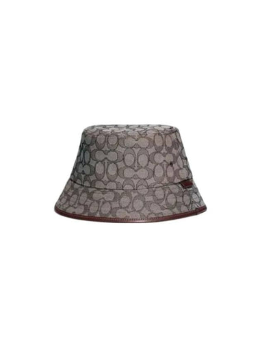 Signature Jacquard Bucket Hat Brown Grey - COACH - BALAAN 1