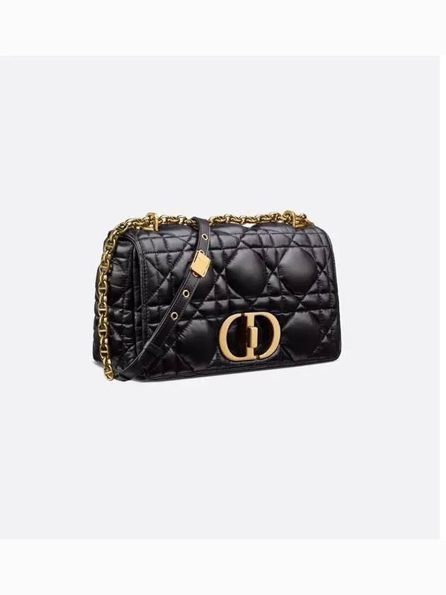 Caro Quilted Supple Cannage Calfskin Medium Cross Bag Black - DIOR - BALAAN 4