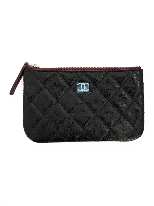 Classic Mini Pouch Grained Calfskin Silver Black - CHANEL - BALAAN 2