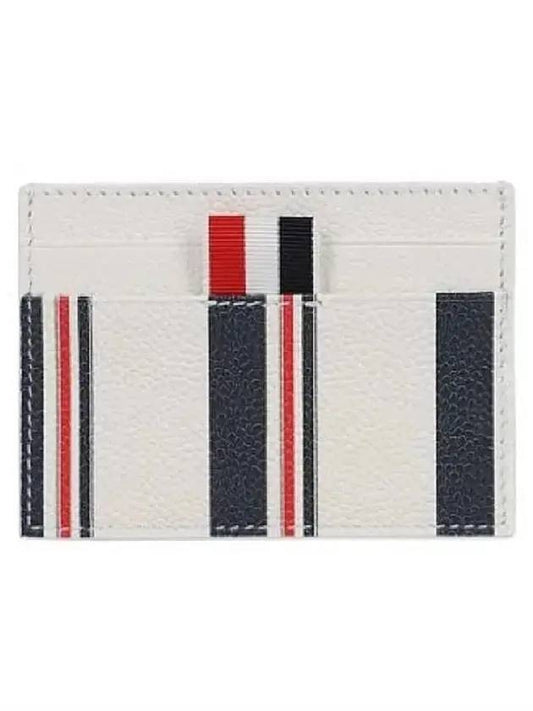 Tricolor Pattern Card Wallet White - THOM BROWNE - BALAAN.