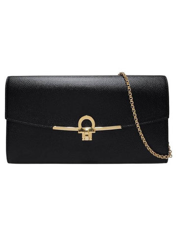 Ferragamo 212965 Black Leather Gancini Mini Chain Shoulder Bag - SALVATORE FERRAGAMO - BALAAN 1