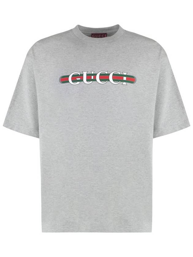 Logo print crew neck short sleeve t shirt gray - GUCCI - BALAAN 2