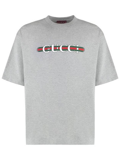 Logo print crew neck short sleeve t shirt gray - GUCCI - BALAAN 2