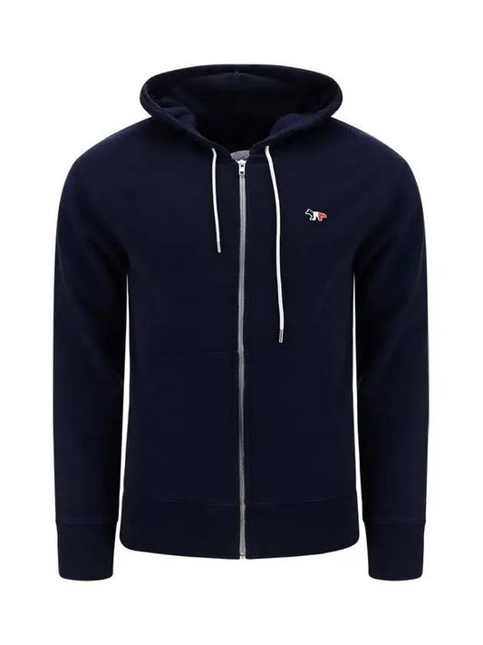 Tricolor Fox Patch Zip Up Hoodie Navy - MAISON KITSUNE - BALAAN 1