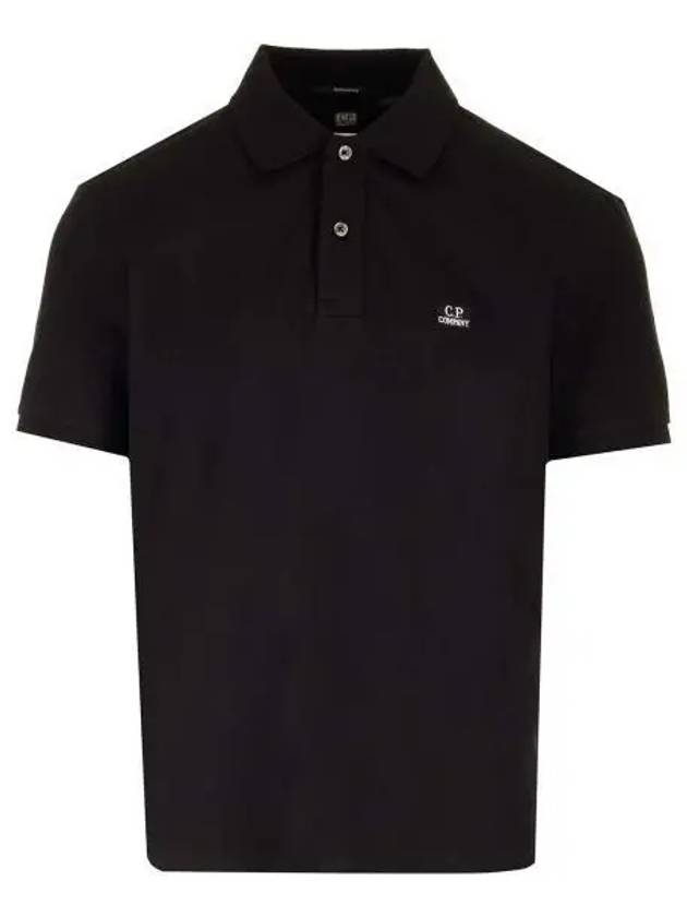 Logo Embroidered Polo Shirt Black - CP COMPANY - BALAAN 2