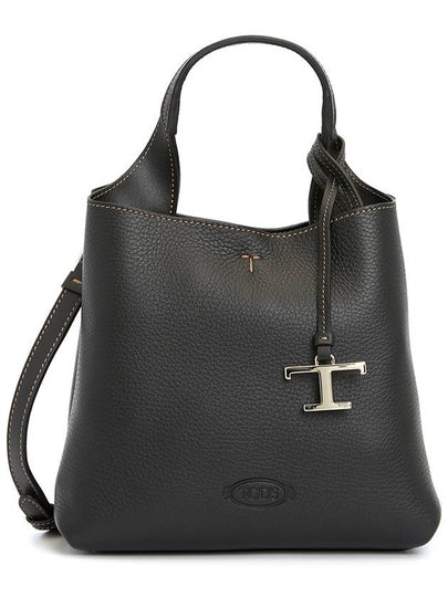 Logo Mini Leather Tote Bag Black - TOD'S - BALAAN 2