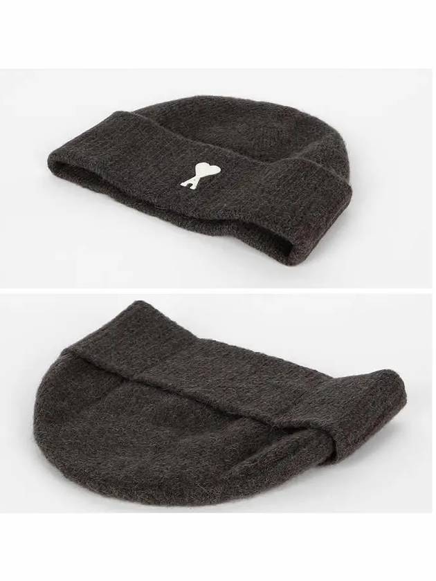 Logo Patch Knit Beanie Dark Gray - AMI - BALAAN 4