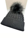 Grenoble Logo Patch Pom Pom Beanie Black - MONCLER - BALAAN 3