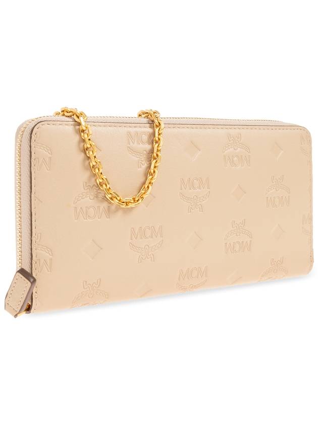 MCM Leather Wallet With Chain, Women's, Beige - MCM - BALAAN 4