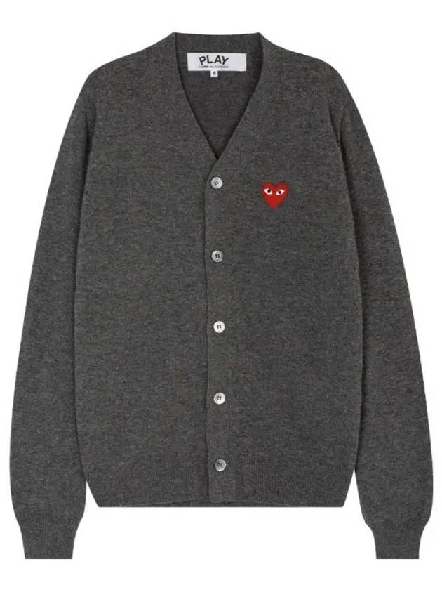 Heart Waffen V-Neck Cardigan Dark Grey - COMME DES GARCONS - BALAAN 3