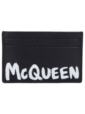 Graffiti Card Holder Black White Wallet - ALEXANDER MCQUEEN - BALAAN 1