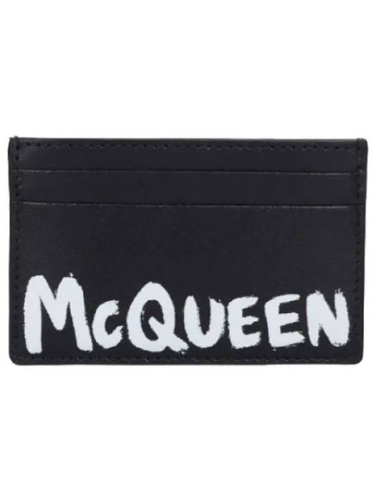 Graffiti Card Holder Black White Wallet - ALEXANDER MCQUEEN - BALAAN 1