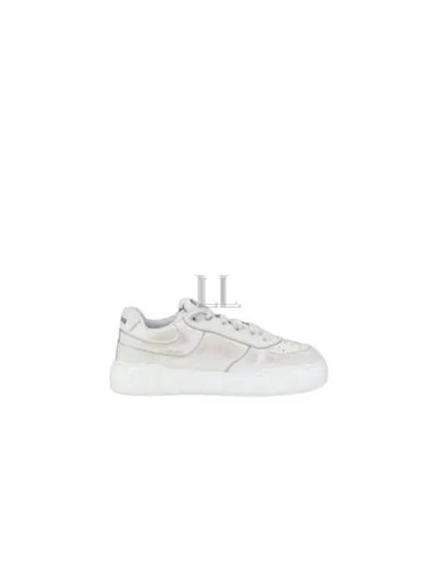 Women's Bleached Leather Low Top Sneakers White - MIU MIU - BALAAN 2