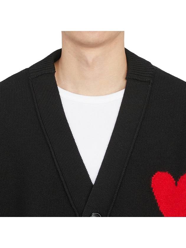 Big Heart Logo Wool Cardigan Black - AMI - BALAAN 7