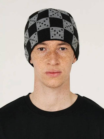 Argyle Checker Beanie Black - UNALLOYED - BALAAN 1