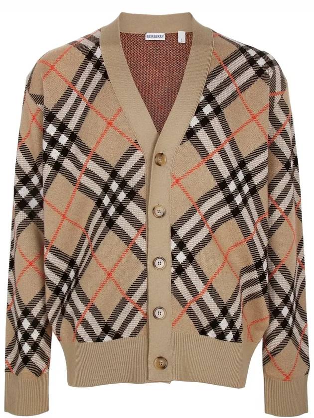 Check Wool Mohair Blend Cardigan Sand - BURBERRY - BALAAN 2