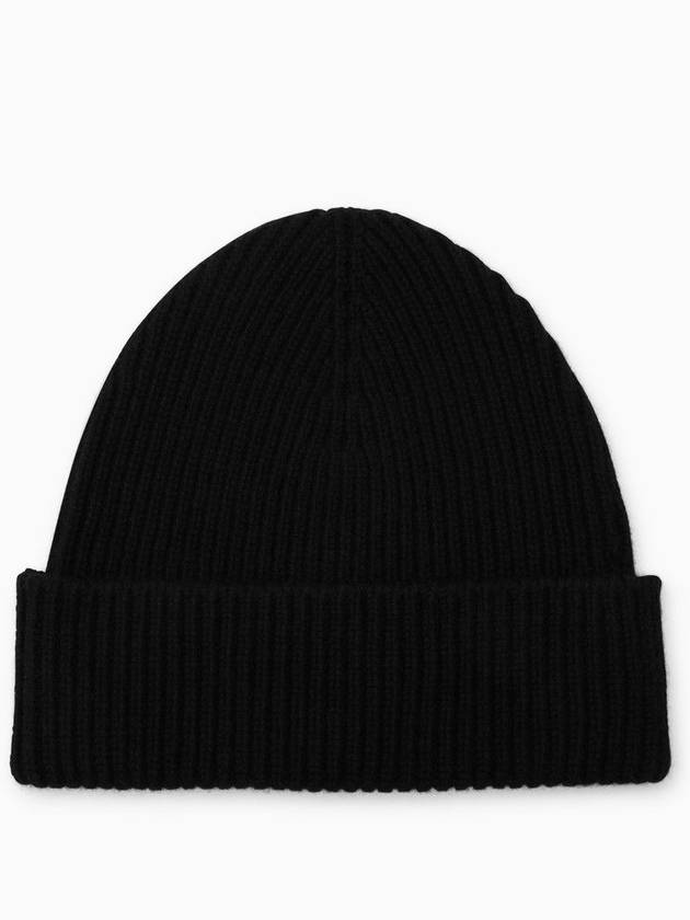 Embroidered Ribbed Cashmere Beanie Black - BURBERRY - BALAAN 3