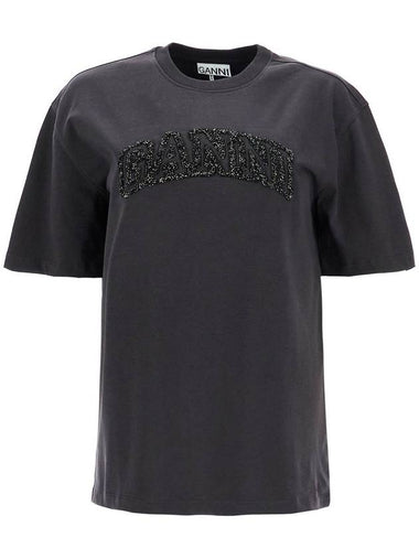 loose t-shirt with lurex logo - GANNI - BALAAN 1