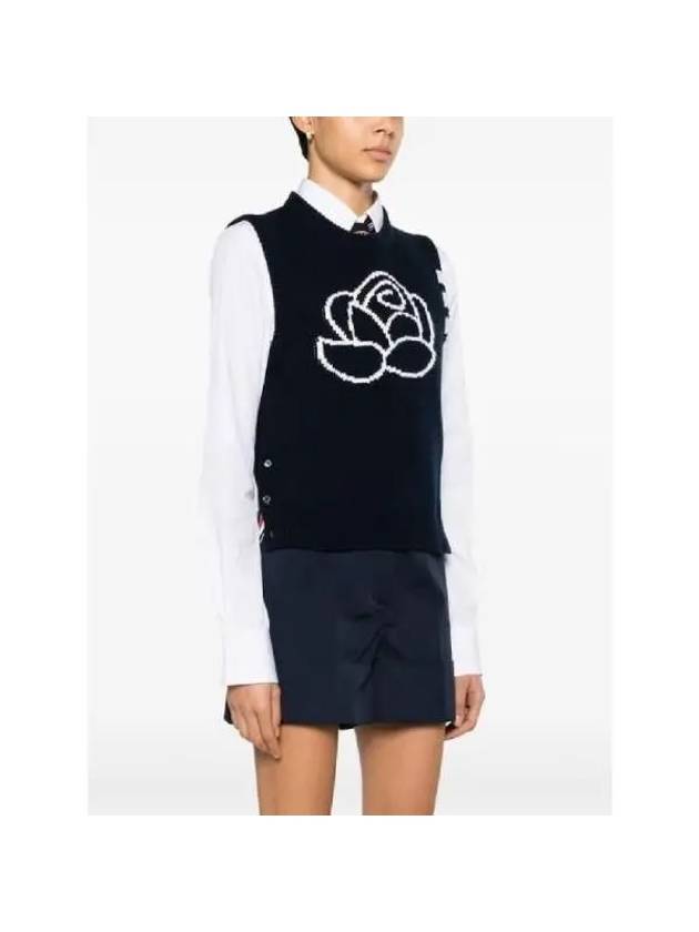 Floral intarsia sleeveless knit top FKV194AY1030 - THOM BROWNE - BALAAN 4