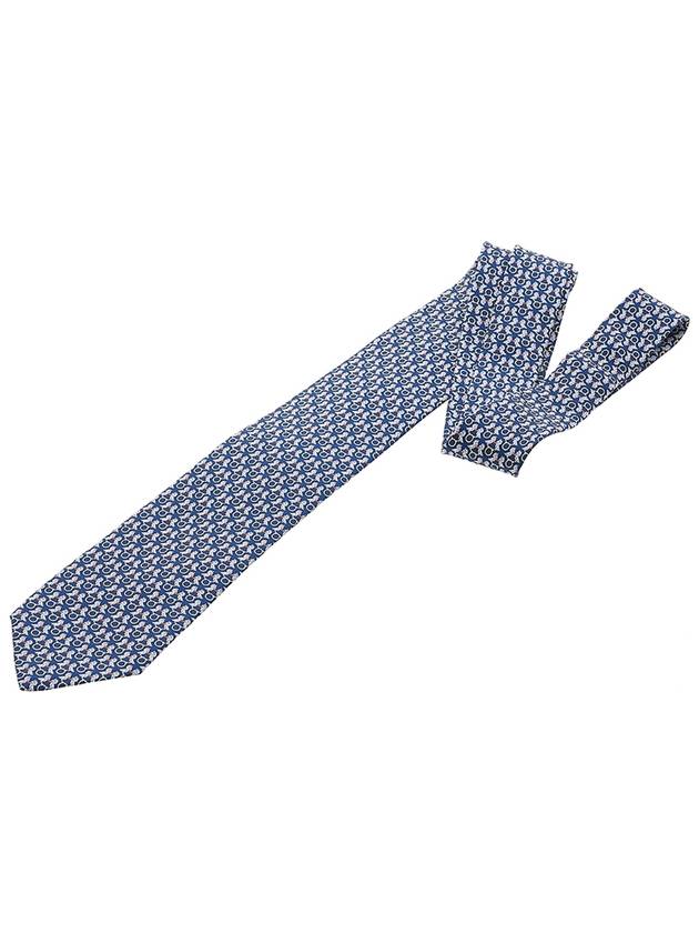 Hoopoe Print Silk Tie Blue - SALVATORE FERRAGAMO - BALAAN 4