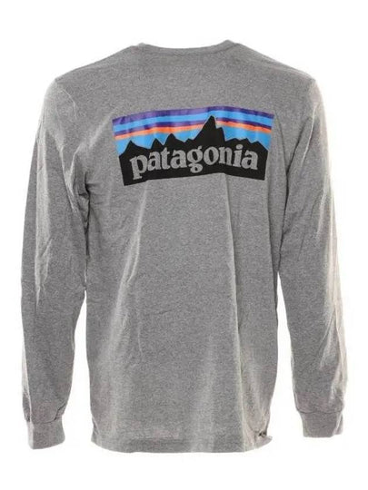 Logo Print Long Sleeve T-Shirt Grey - PATAGONIA - BALAAN 2