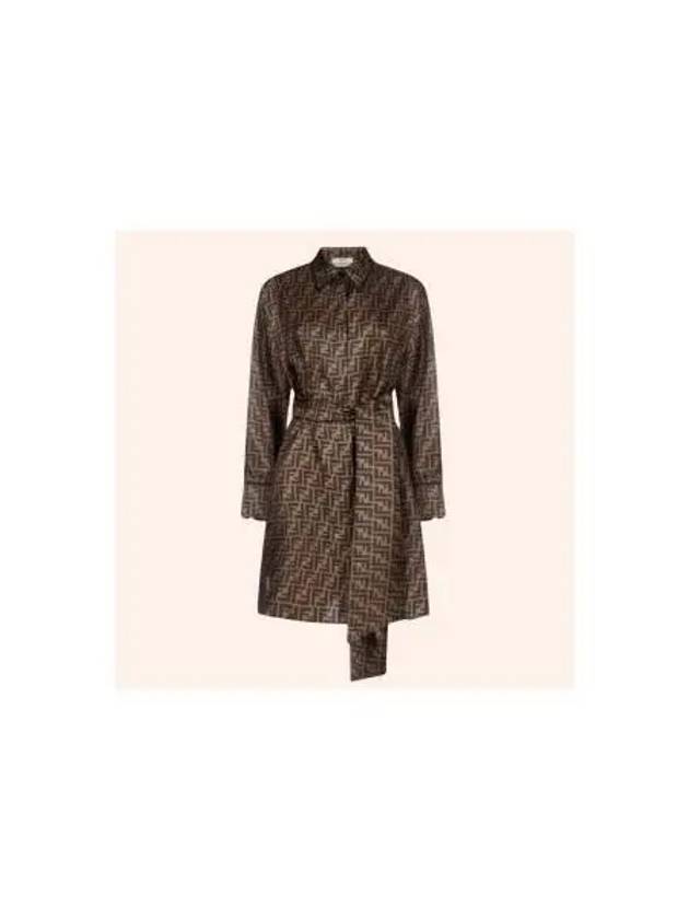 Twill Short Dress Brown - FENDI - BALAAN 2