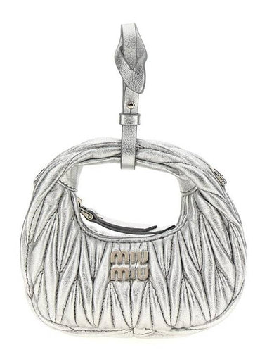 Wander Matelasse Micro Nappa Leather Hobo Mini Bag Silver - MIU MIU - BALAAN 1