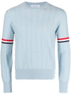 Men's Wool Relaxed Pullover Knit Top Light Blue - THOM BROWNE - BALAAN 1