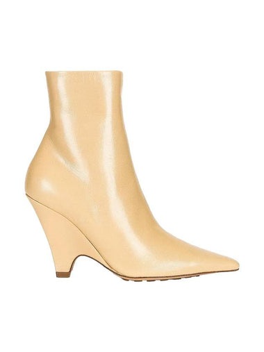 Leather Heel Middle Boots Beige - BOTTEGA VENETA - BALAAN 1