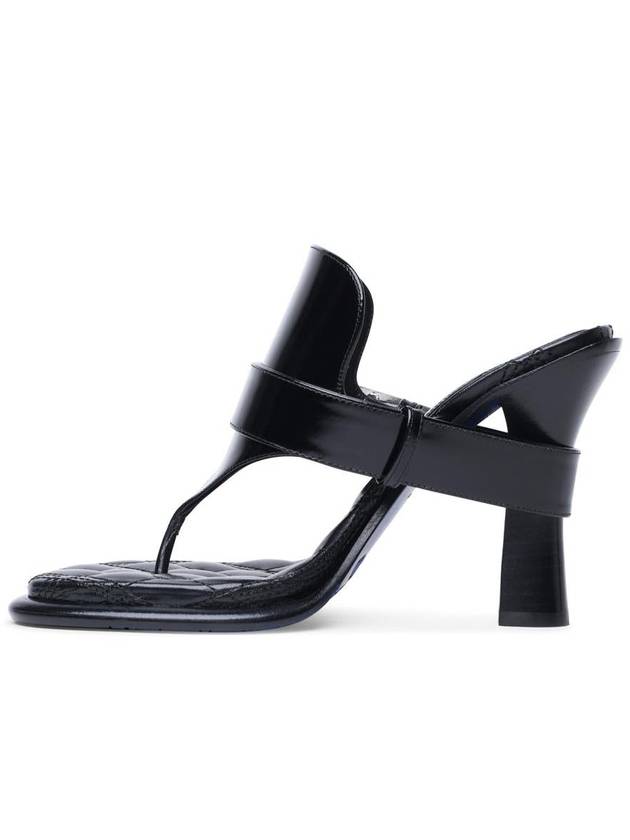 Bay Leather Sandal Heels Black - BURBERRY - BALAAN 4