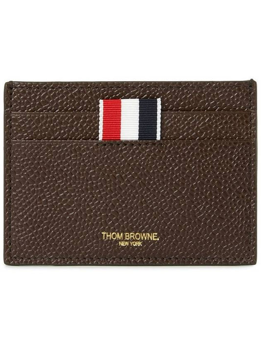 Stripe Note Compartment Pebble Grain Leather Card Wallet Dark Brown - THOM BROWNE - BALAAN 2