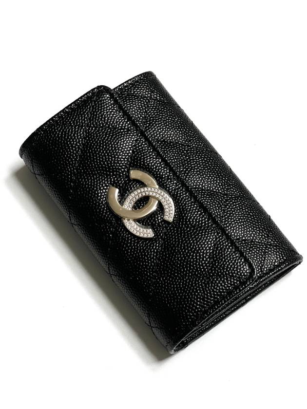 CC Logo Leather Card Wallet Black - CHANEL - BALAAN 3