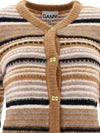 Striped Soft Wool Knit Cardigan Brown - GANNI - BALAAN 5