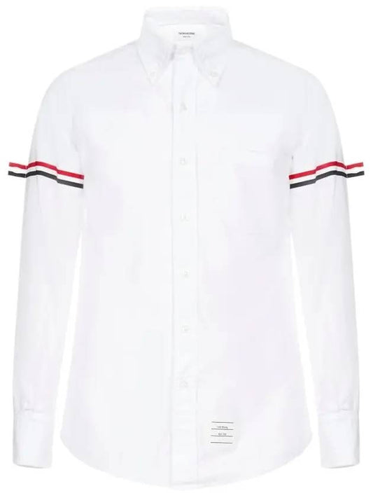 Men's Oxford Grosgrain Armband Classic Shirt White - THOM BROWNE - BALAAN.
