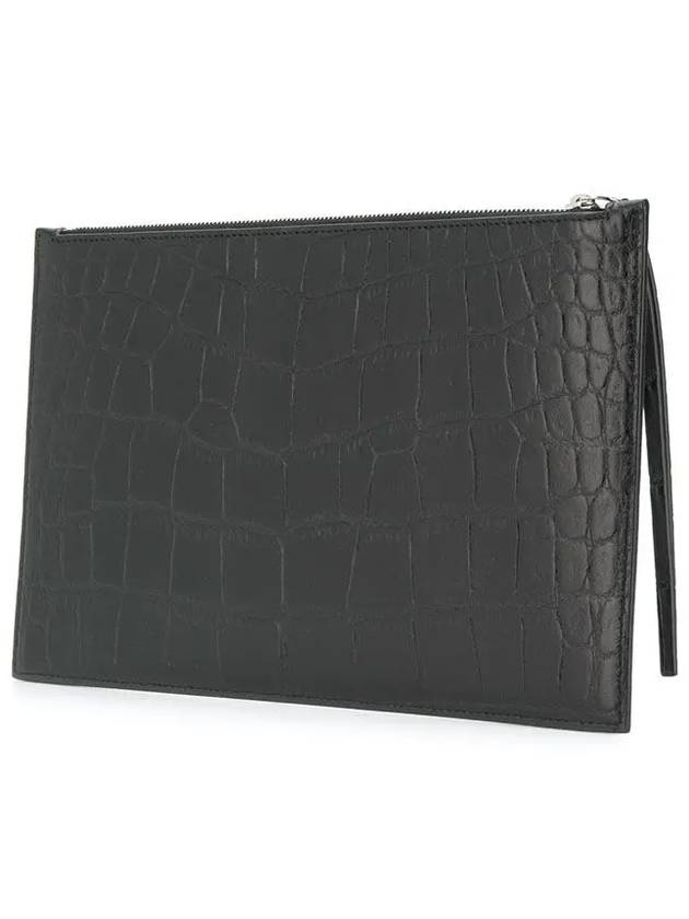 Crocodile Leather Clutch Bag Black - ALEXANDER MCQUEEN - BALAAN.