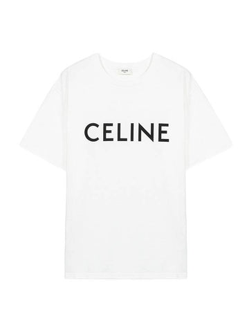Cotton Jersey Loose Short Sleeve T-Shirt White - CELINE - BALAAN 1